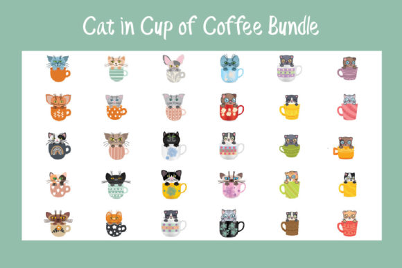 Cat in Cup of Coffee Bundle: Design Bundles That Spark Warmth