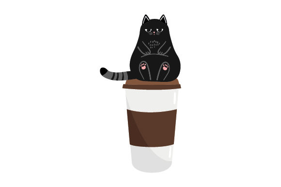 Cat Sitting on Coffee Cup