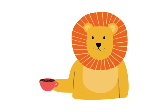 Lion Holding a Coffee Cup: Crafts & Animals Design Review